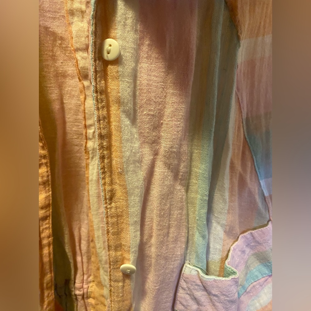 Multicolored Block Print Button Down Shirt - image 2